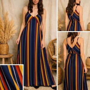 Striped Elegant Maxi Dress spring dress
